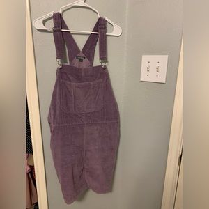 Purple Corduroy Overall Dress